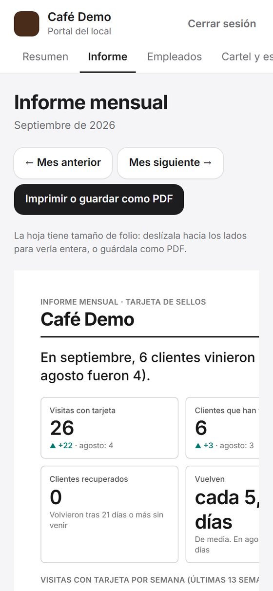 Portal del dueño con el informe mensual del local